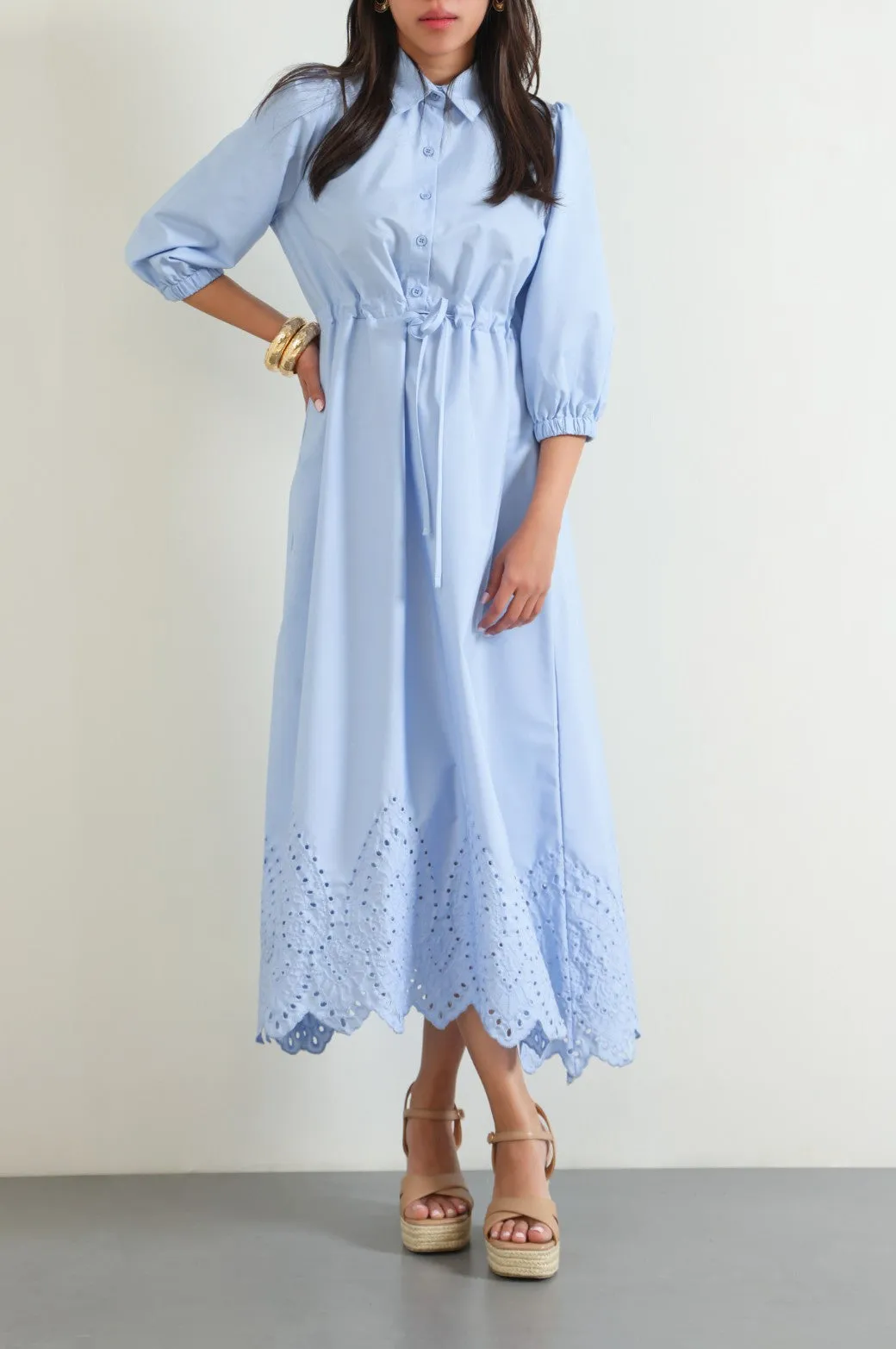 CUTWORK POPLIN DRESS