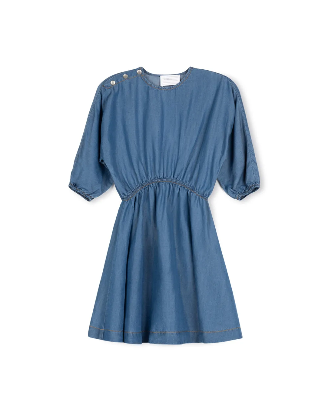 Denim Waisted Side Button Dress