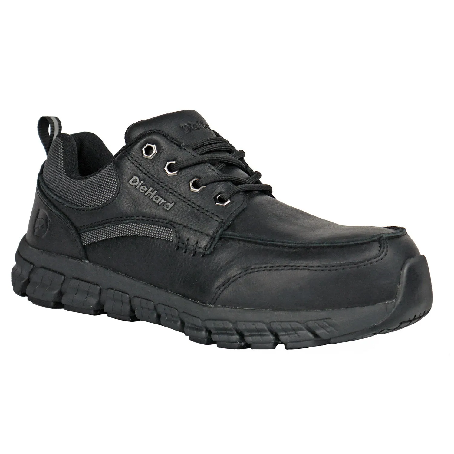 DieHard Mens Sunbird Black Leather Full-Grain Tumbled Work Shoes 12 2E