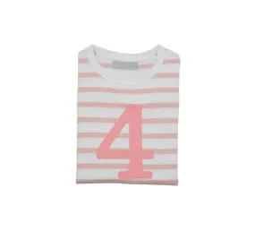 Dusty Pink & White Breton Striped T-Shirt -  Number 4