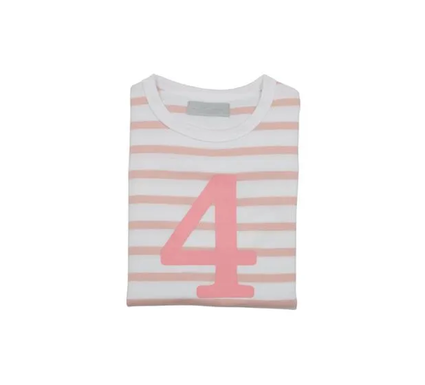 Dusty Pink & White Breton Striped T-Shirt -  Number 4