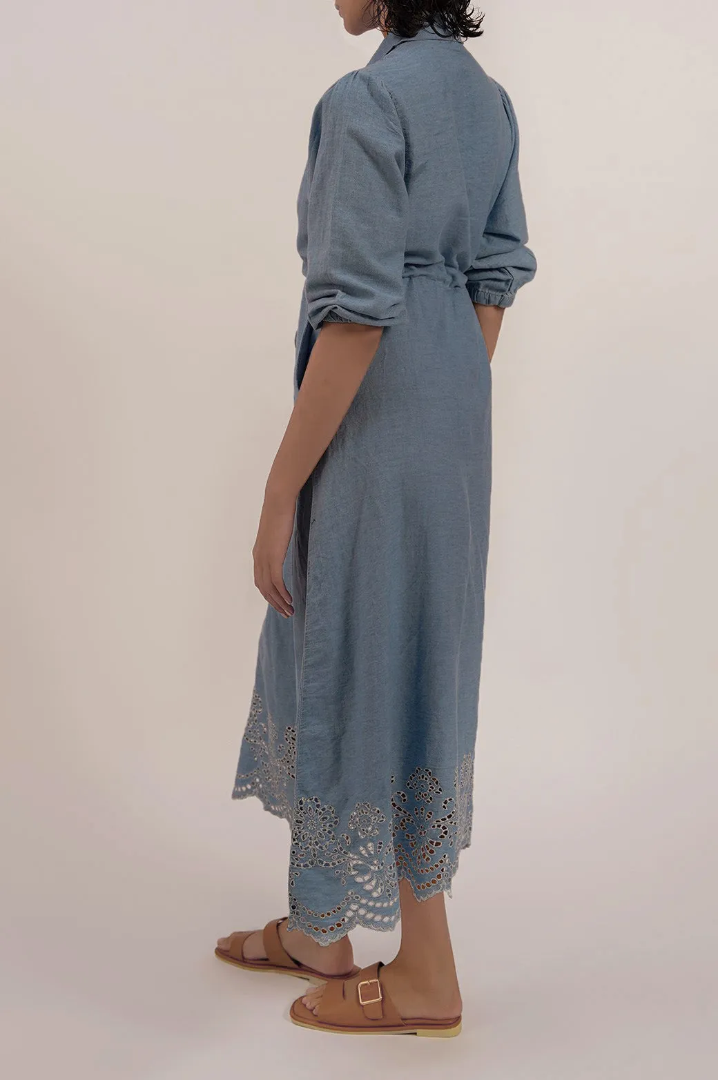 EMBROIDERED DENIM DRESS