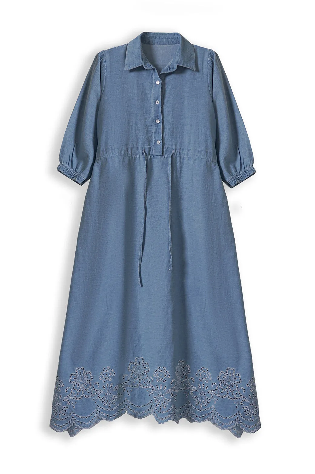 EMBROIDERED DENIM DRESS