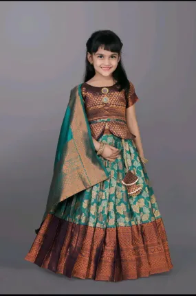 Ethnic Kids Blue Girl Lehenga Choli Dupatta