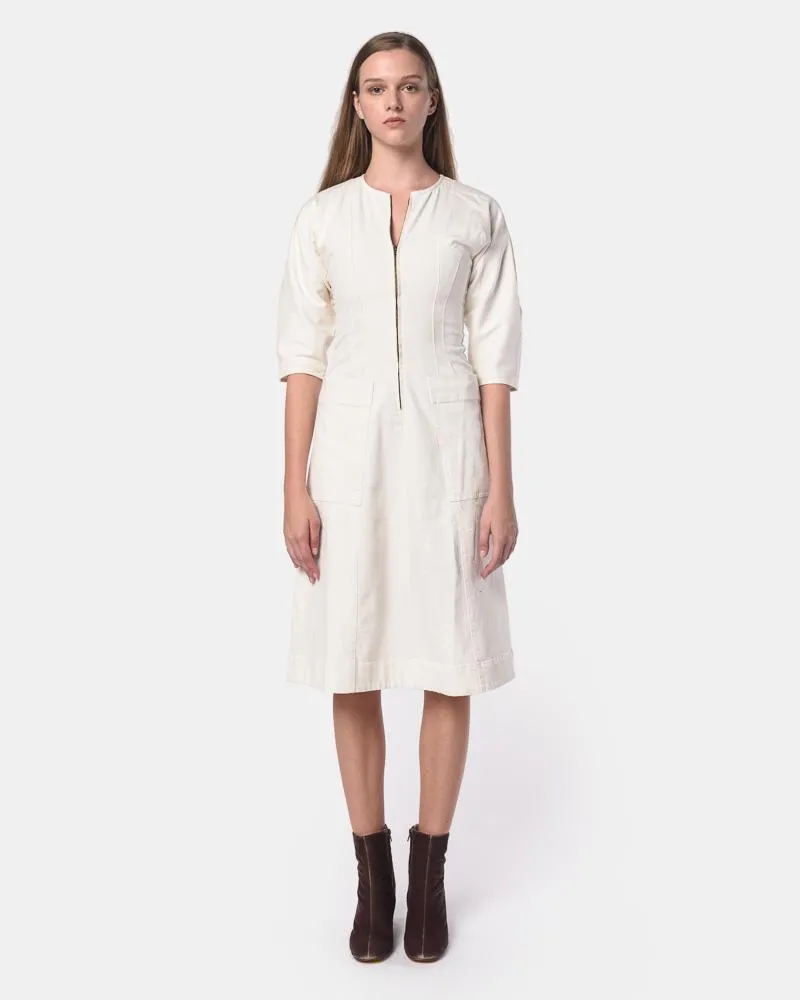 Fernwood Fit-Flare Dress in Cream