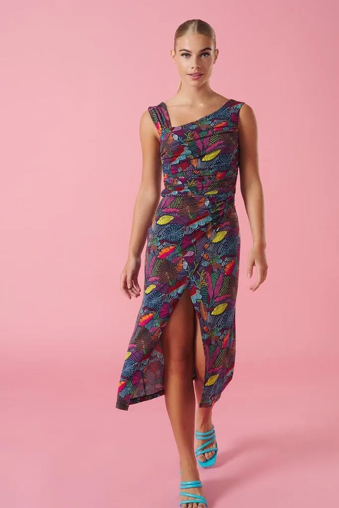 FLAVIA RUCHED WAIST PRINT DRESS