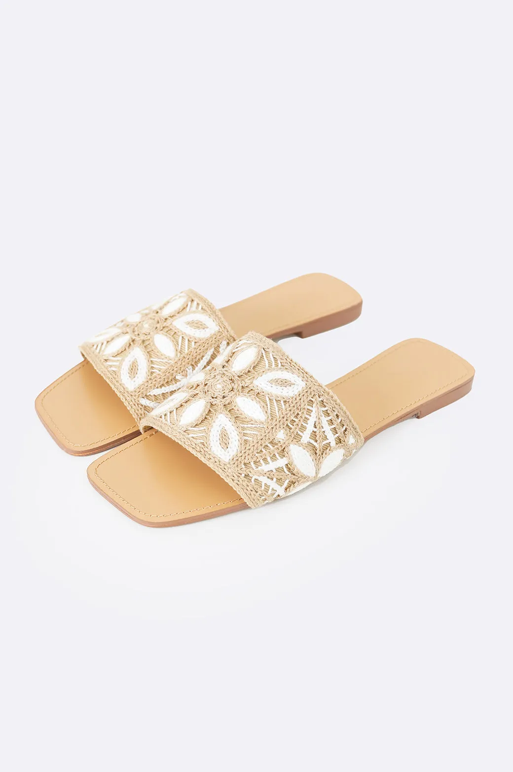 FLORAL WEAVE SLIDES