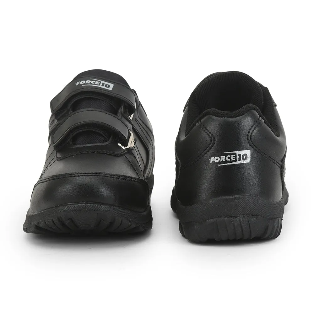 Force 10 (Black) Velcro School Shoes For Kids SCHZONE-DV By Liberty