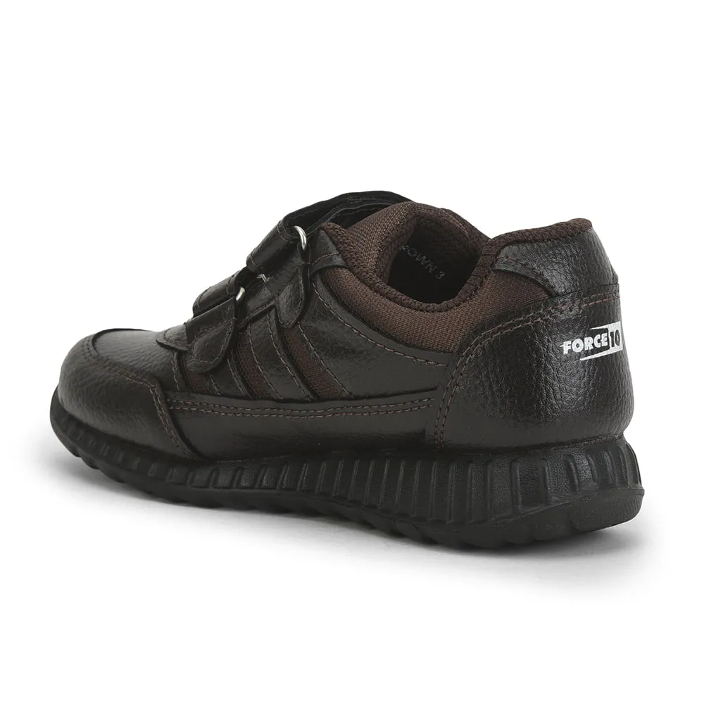 Force 10 (Brown) Velcro School Shoes For Kids ELECTRA-V By Liberty