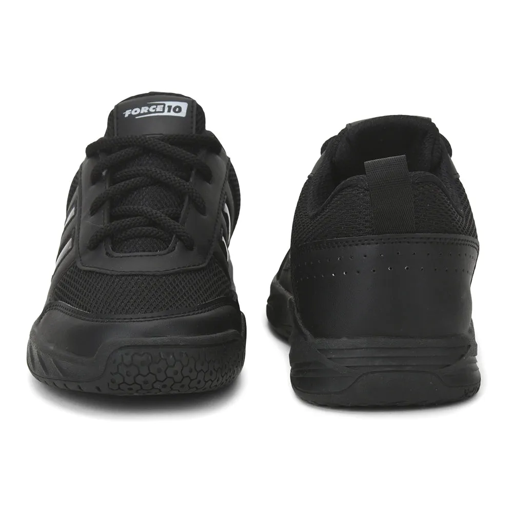 Force 10 By Liberty Kids SKOLGAME-L Black School Lacing Shoes