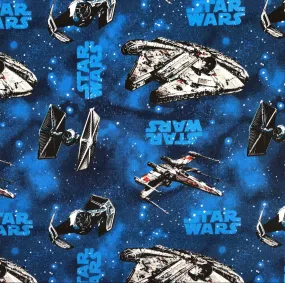 FS598_3 Star Wars Rebel Ships Blue Cotton