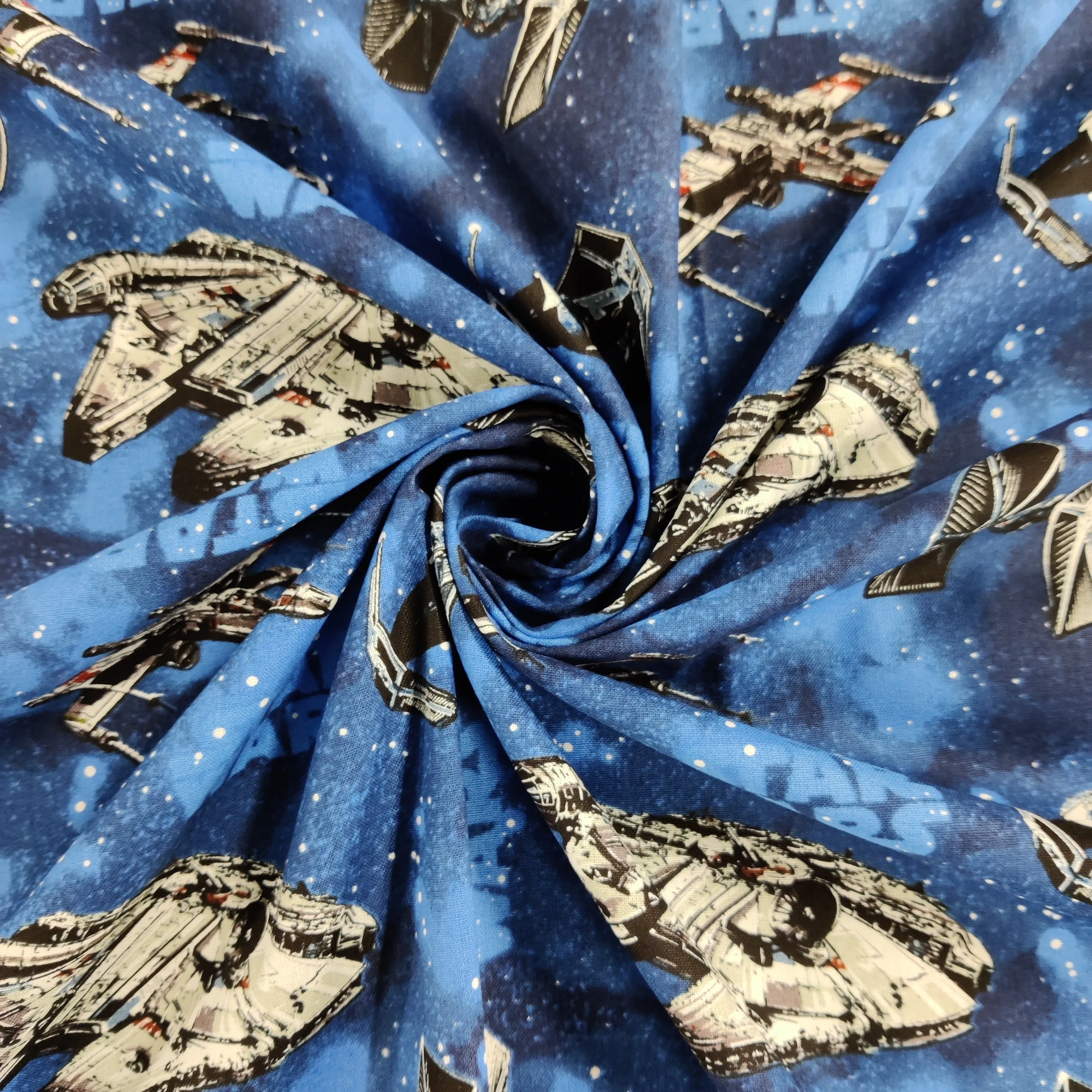 FS598_3 Star Wars Rebel Ships Blue Cotton