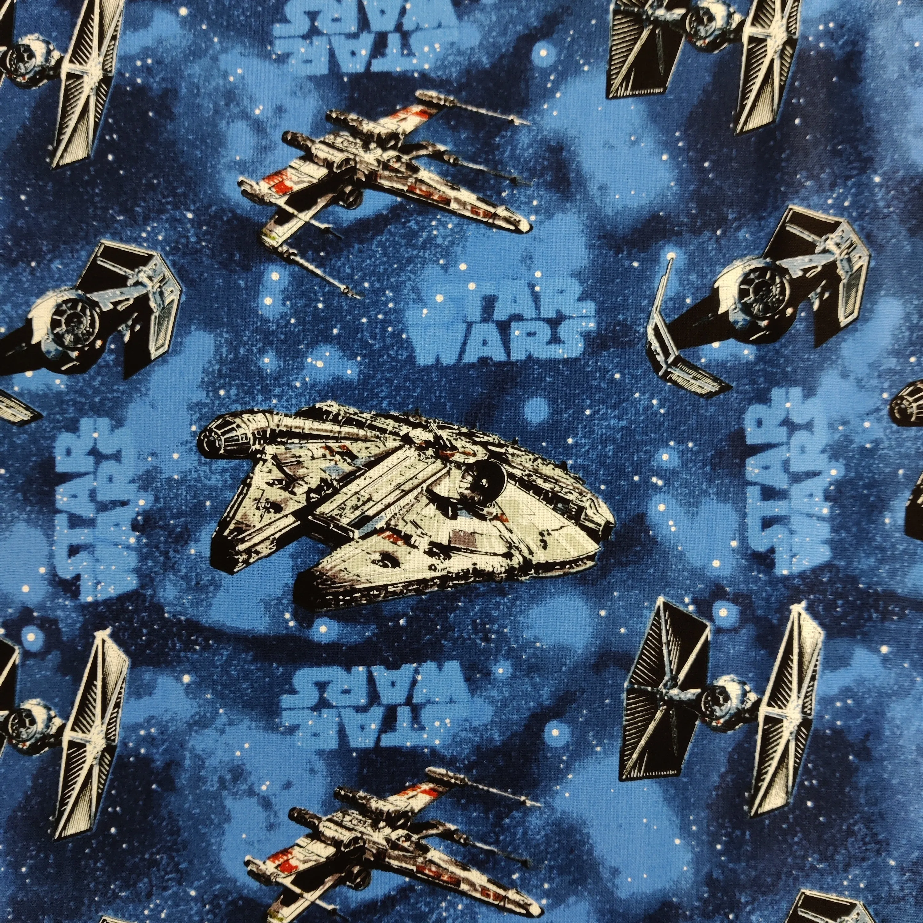 FS598_3 Star Wars Rebel Ships Blue Cotton