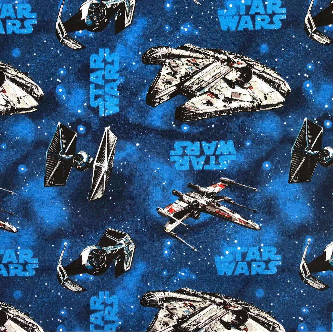 FS598_3 Star Wars Rebel Ships Blue Cotton