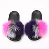 fur slides for women REAL BIG FURRY slippers flush soft raccoon outdoor slider sandals fox fur slipper