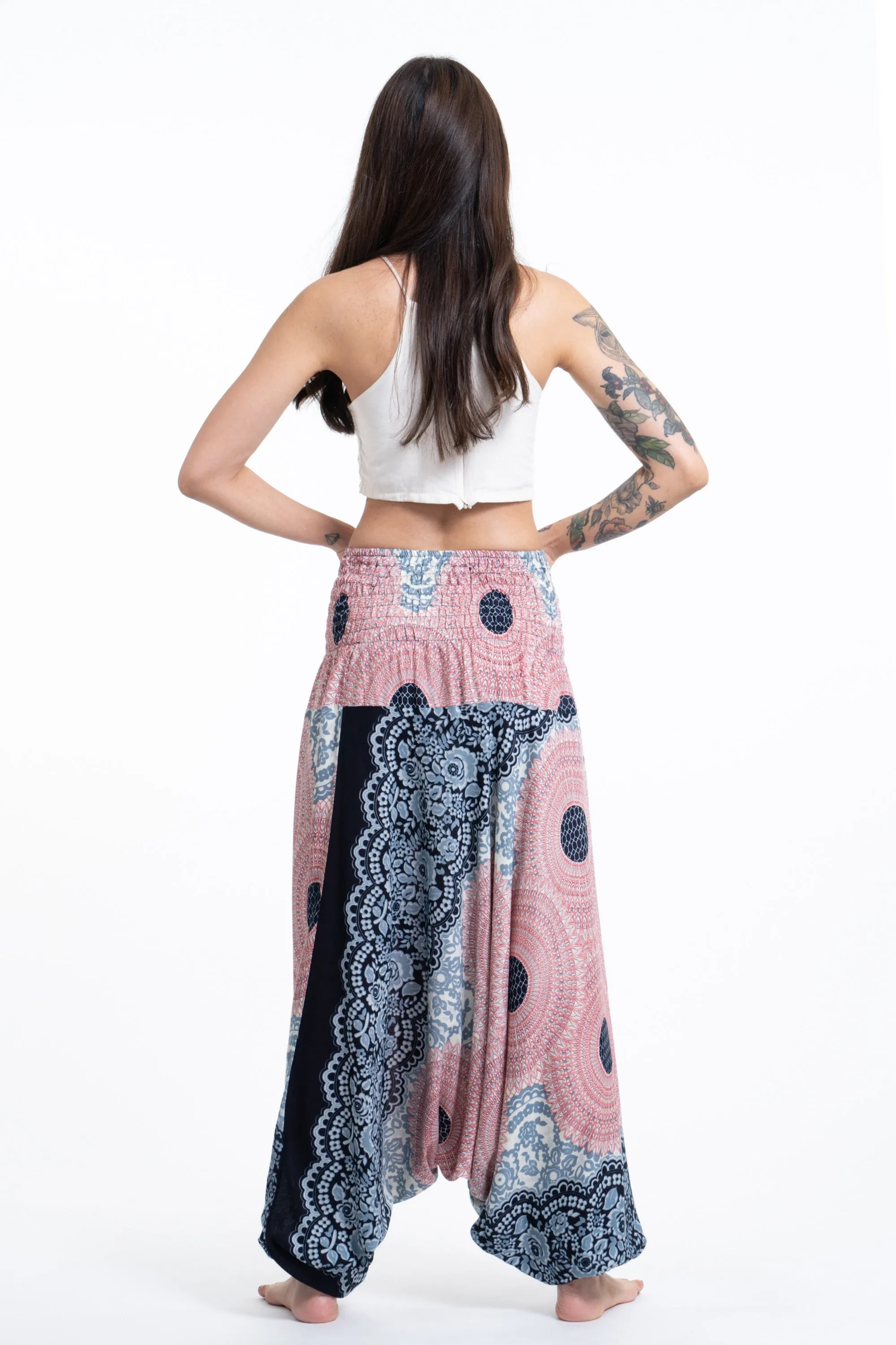 Geometric Mandalas 2-in-1 Jumpsuit Harem Pants in Pink Blue