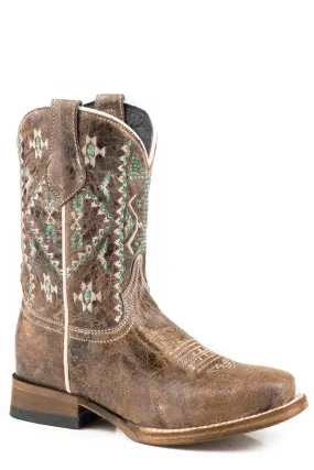 Girl's Roper Waxy Brown Western Square Toe Boot