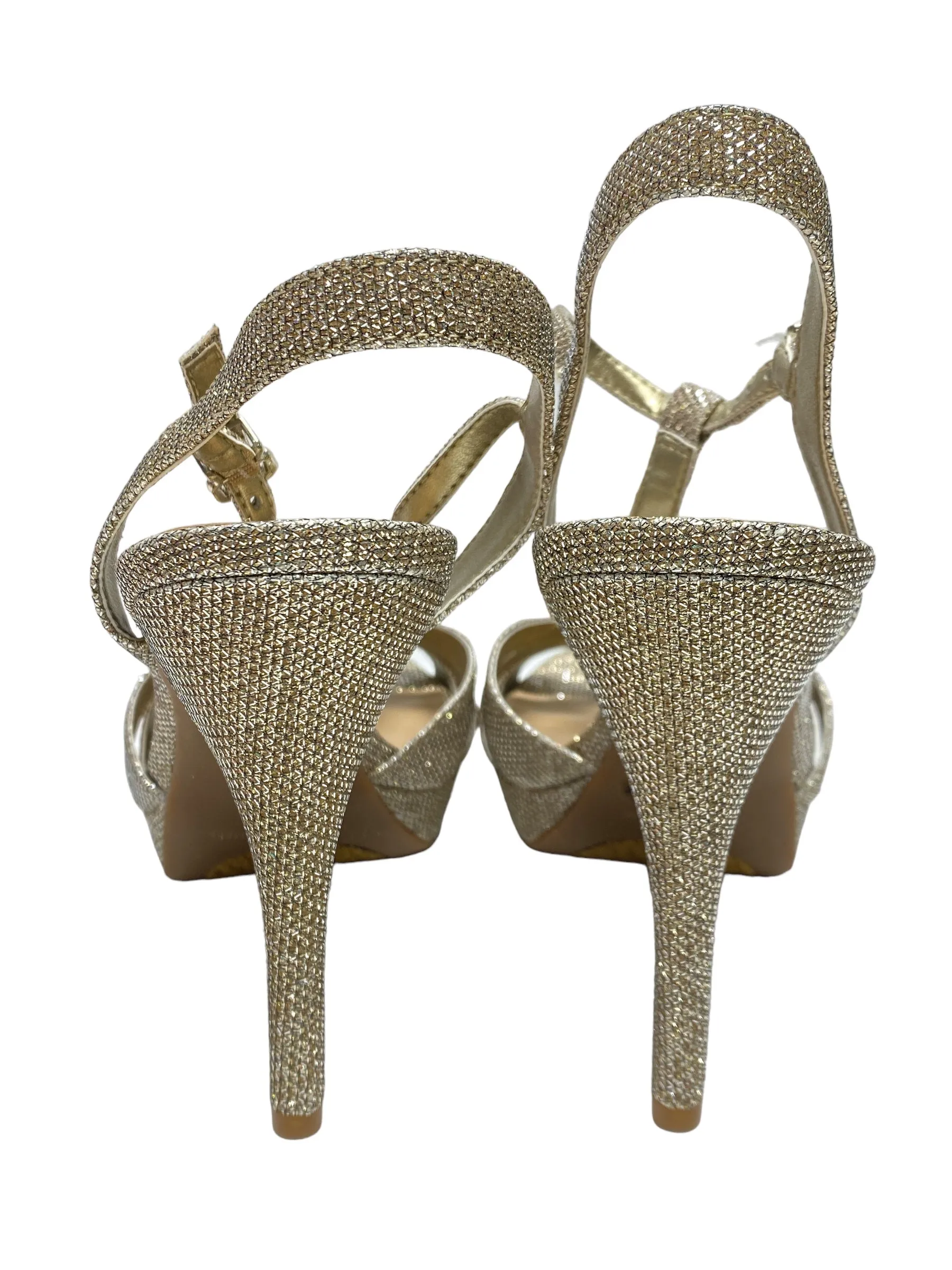 Gold Sandals Heels Platform Gianni Bini, Size 8.5