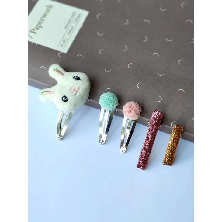 Honey Bunny Hair Clip Set (set of five)