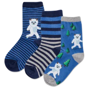 HOTSOX Kid's Yeti Stripe 3 Pack Crew Socks