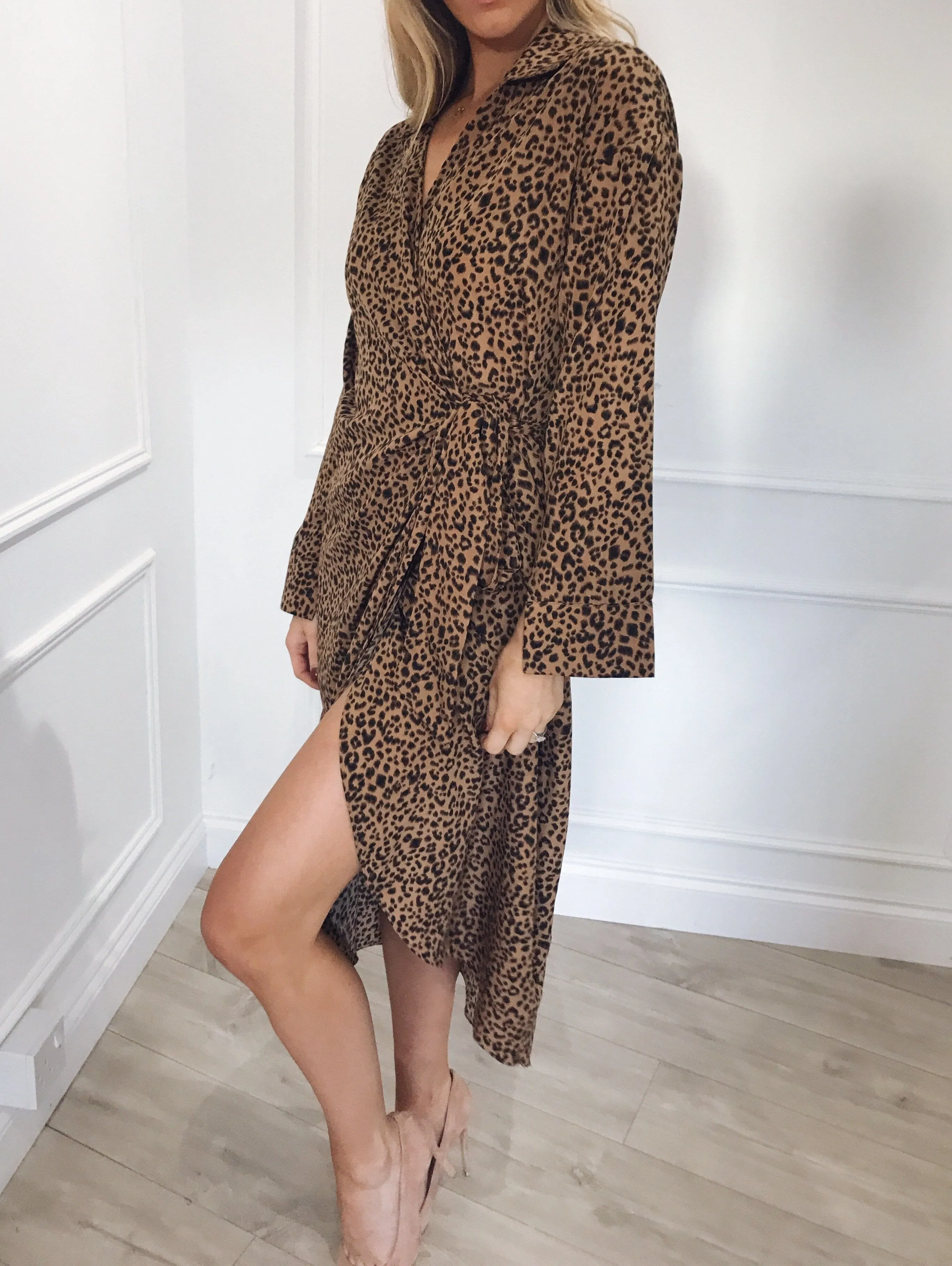 INDY WRAP DRESS - MOCHA LEOPARD