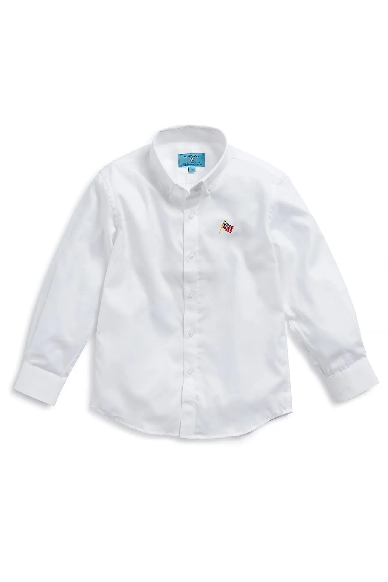 James Shirt White Linen with USA Flag