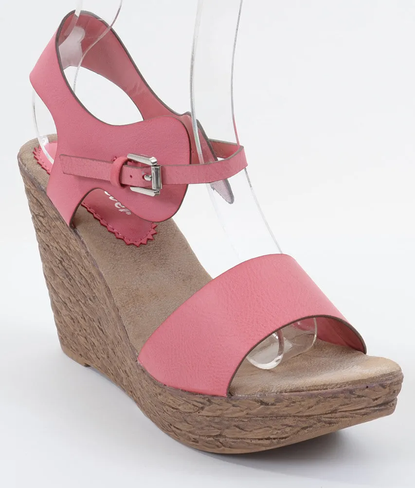 Jared-8 Faux Leather Platform Wedges Sandal