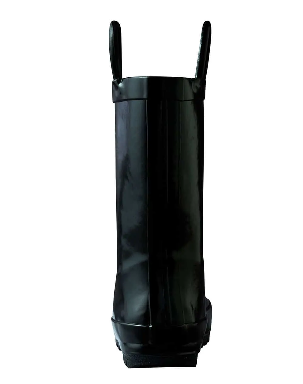 Jet Black Loop Handle Rubber Rain Boots