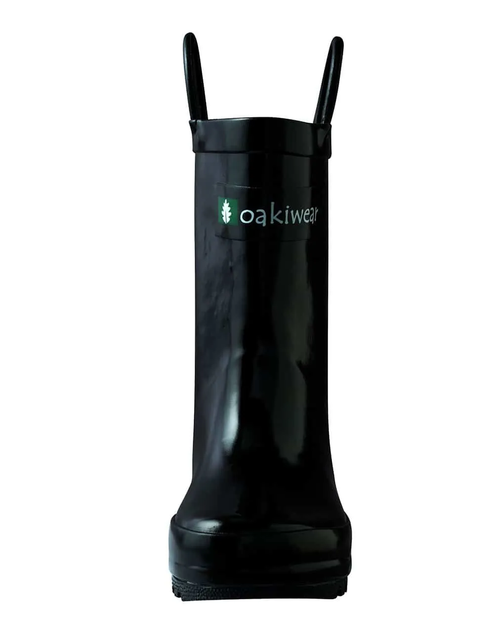 Jet Black Loop Handle Rubber Rain Boots