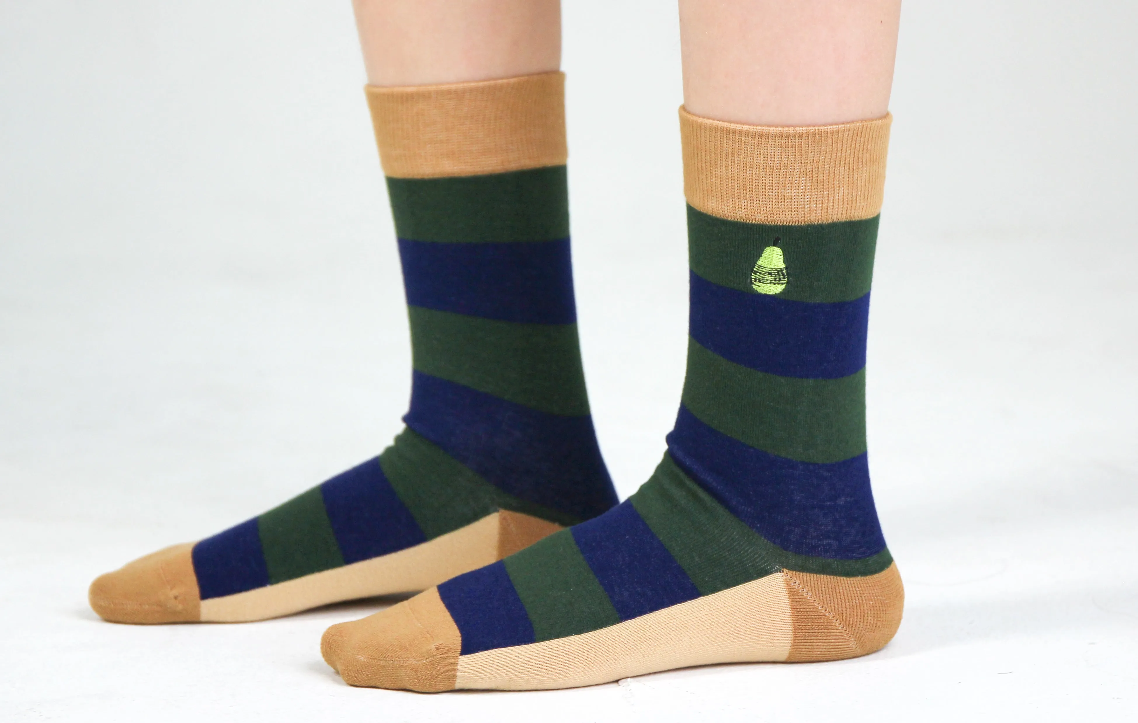 Kids' Cotton Crew Socks, Rugby Stripe