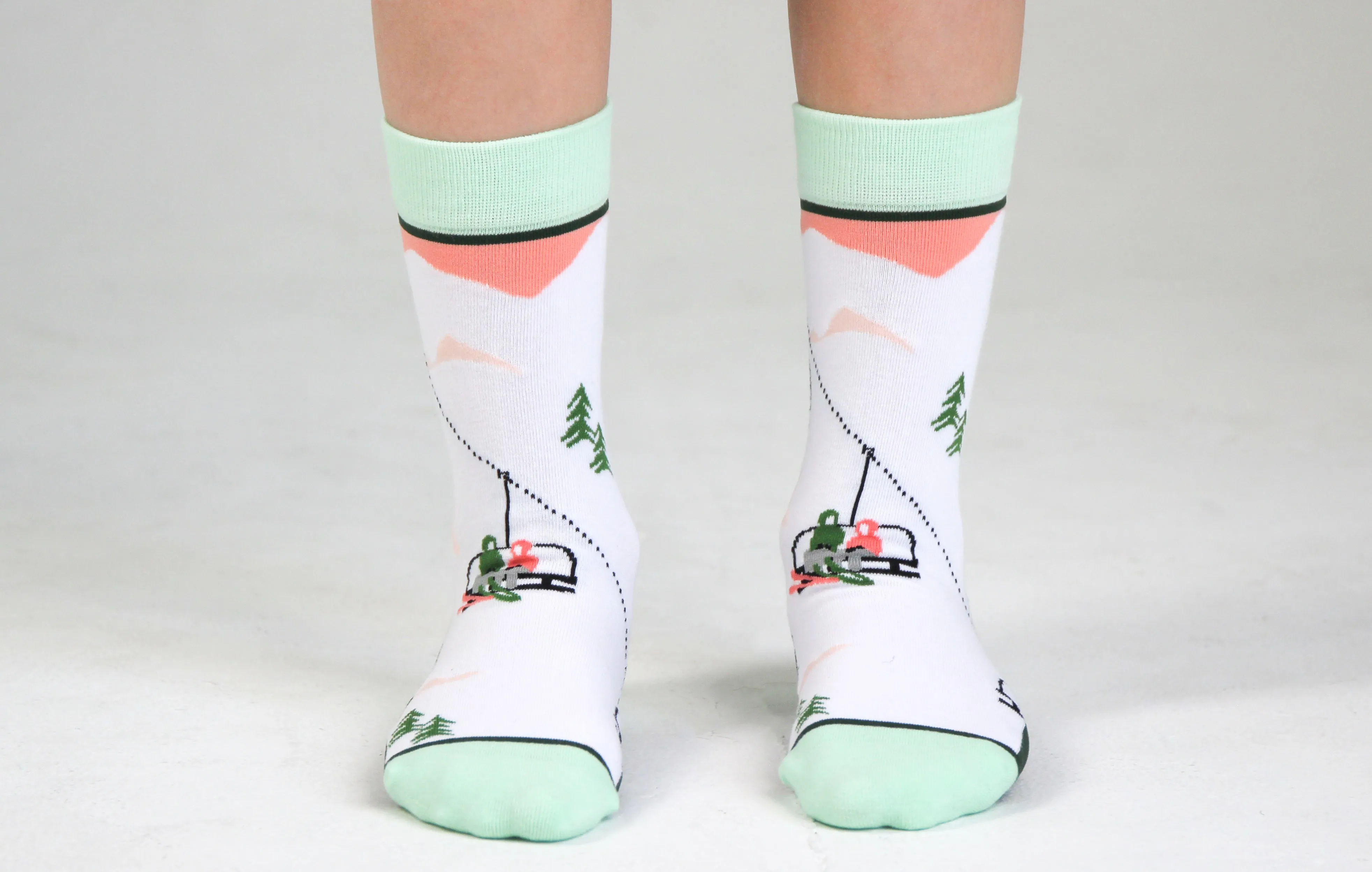 Kids' Cotton Crew Socks, Skiers