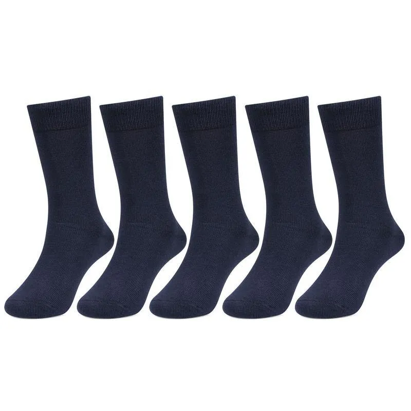 Kids Plain Navy Cotton School Socks - Pack of 5