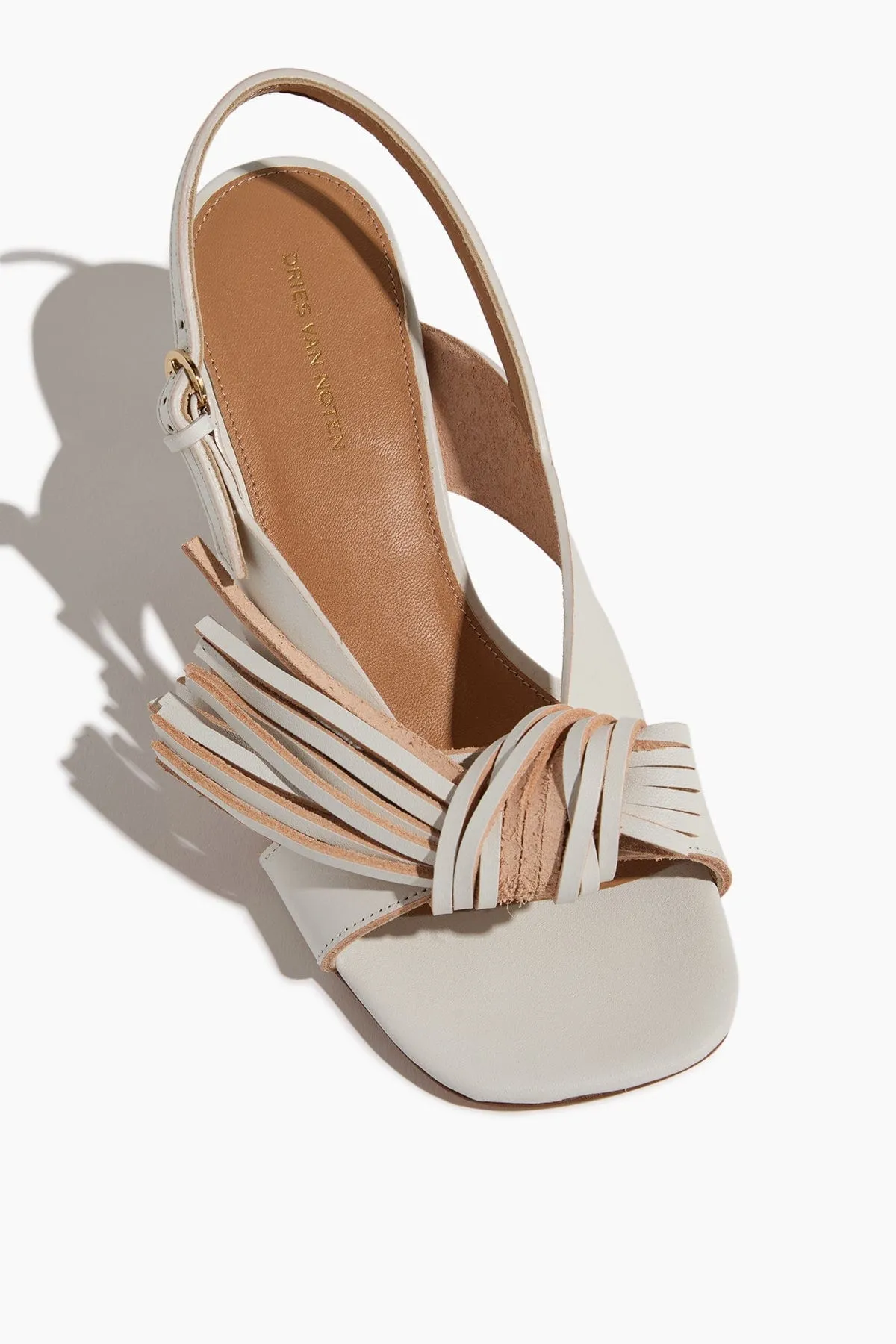 Knot Fringe Sandal in White