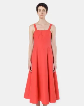 La Mola Dress in Red Cotton Linen