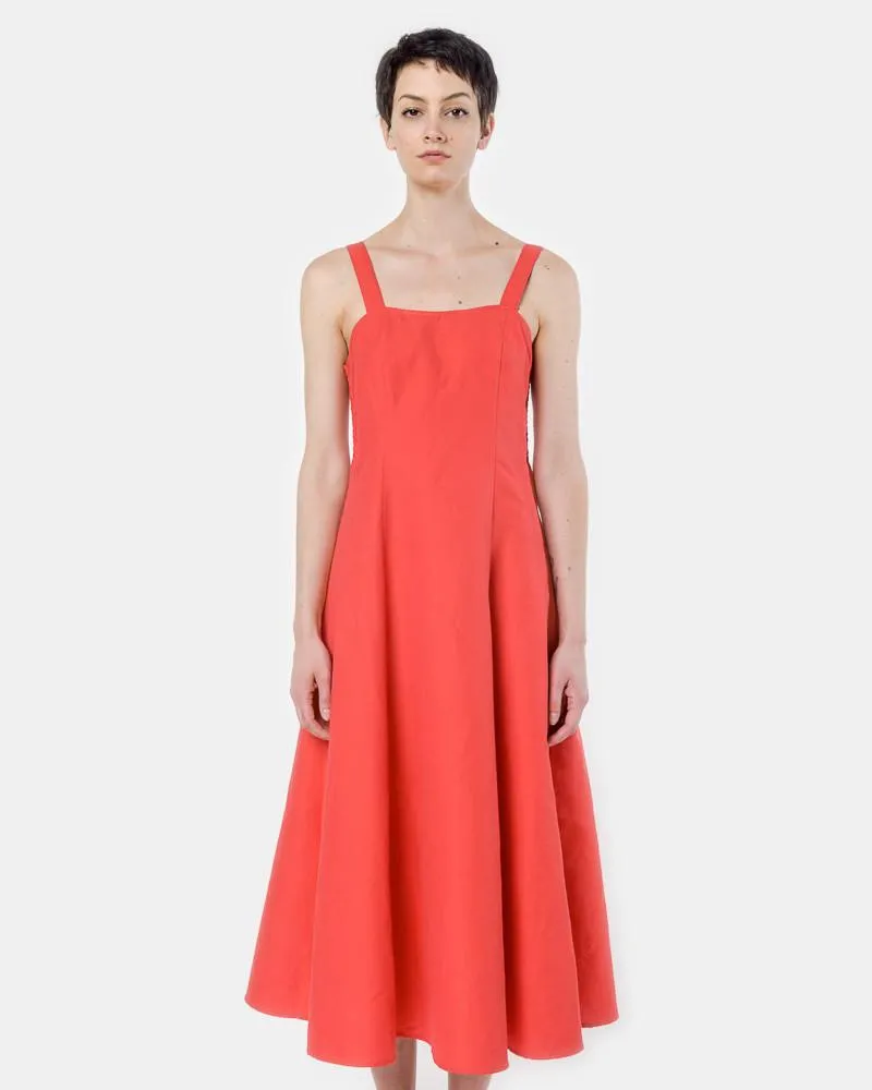 La Mola Dress in Red Cotton Linen