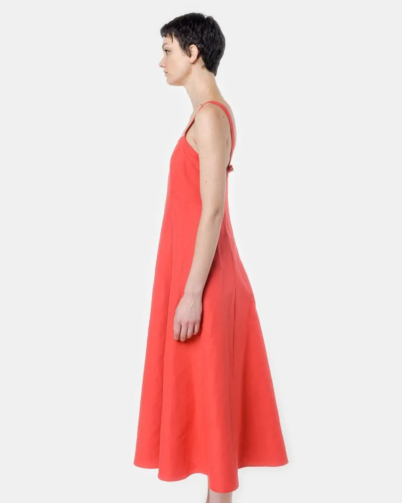 La Mola Dress in Red Cotton Linen