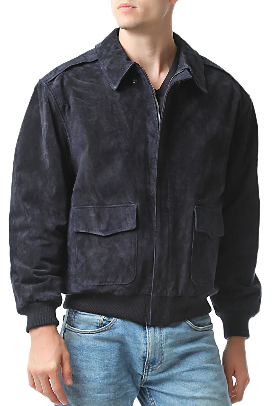 Landing Leathers Men Air Force A-2 Suede Leather Flight Bomber Jacket