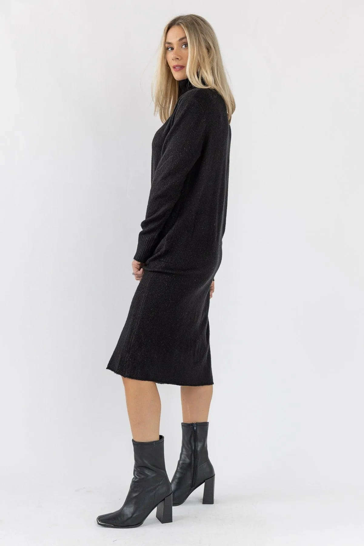 Lorene Black Sweater Midi Dress - Final Sale