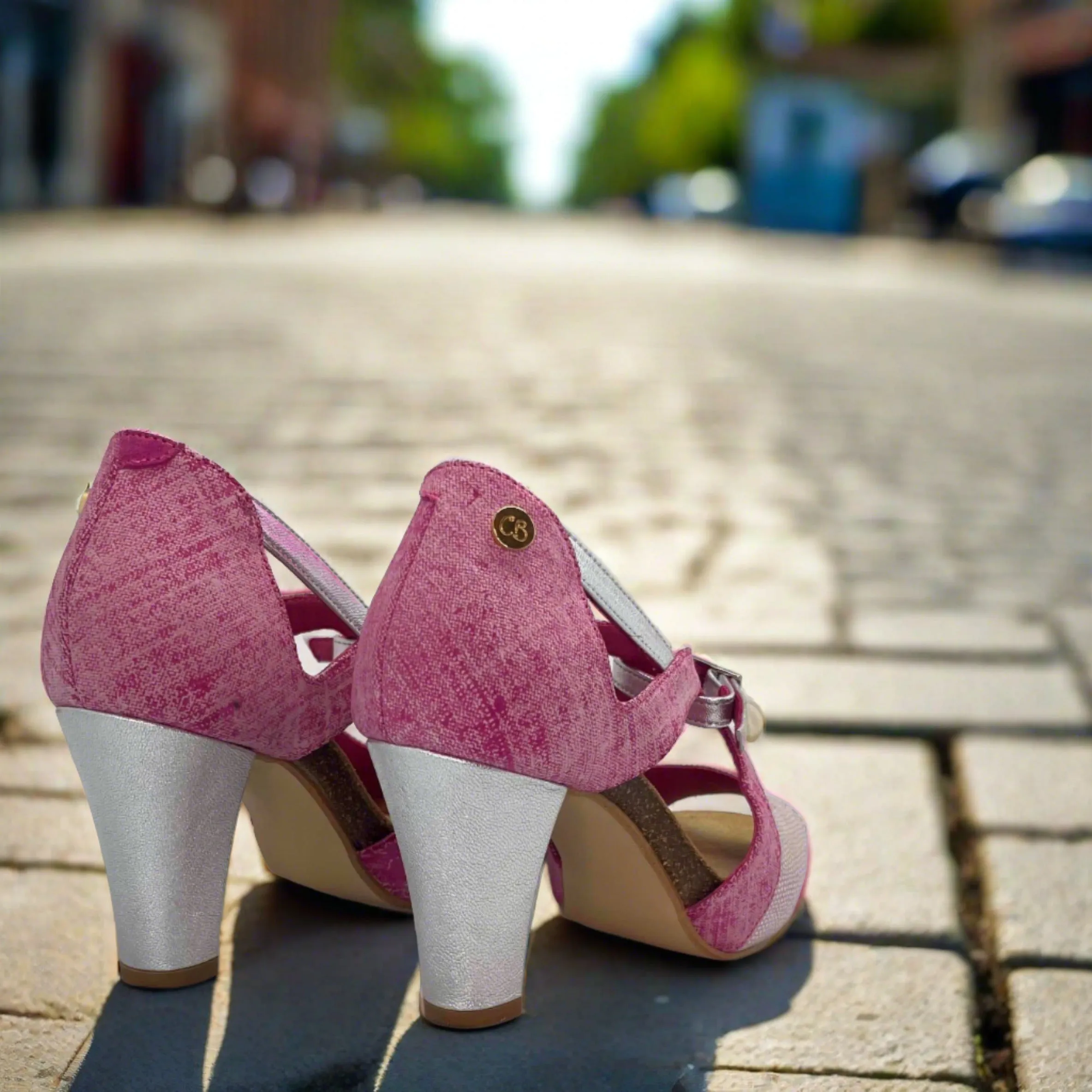 Martini- Pink cork heel shoe