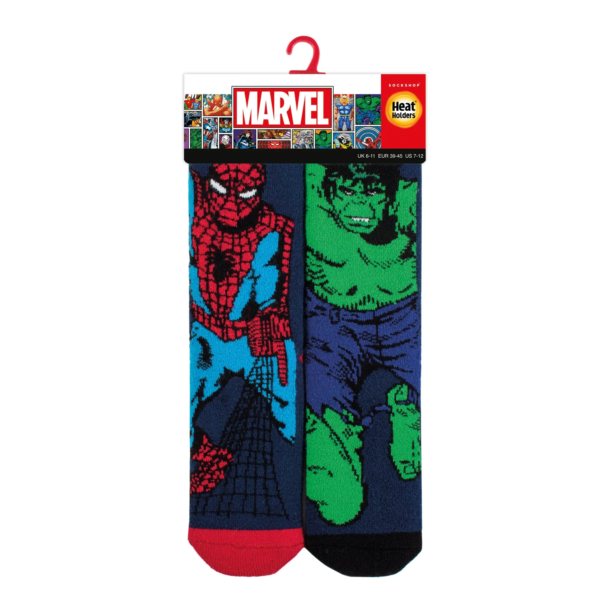 Mens Lite Licensed Character Socks - Marvel Spiderman & The Hulk