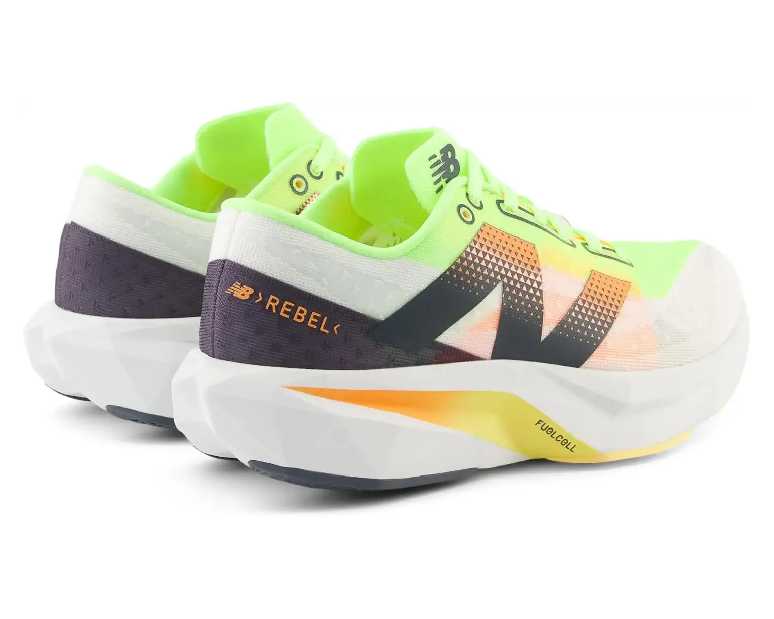 Men's New Balance FuelCell Rebel V4 (White with Bleached Lime Glo and Hot Mango)