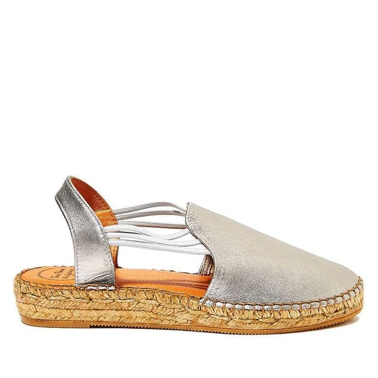 Metallic Leather Wedge Espadrille for Women - Noelia