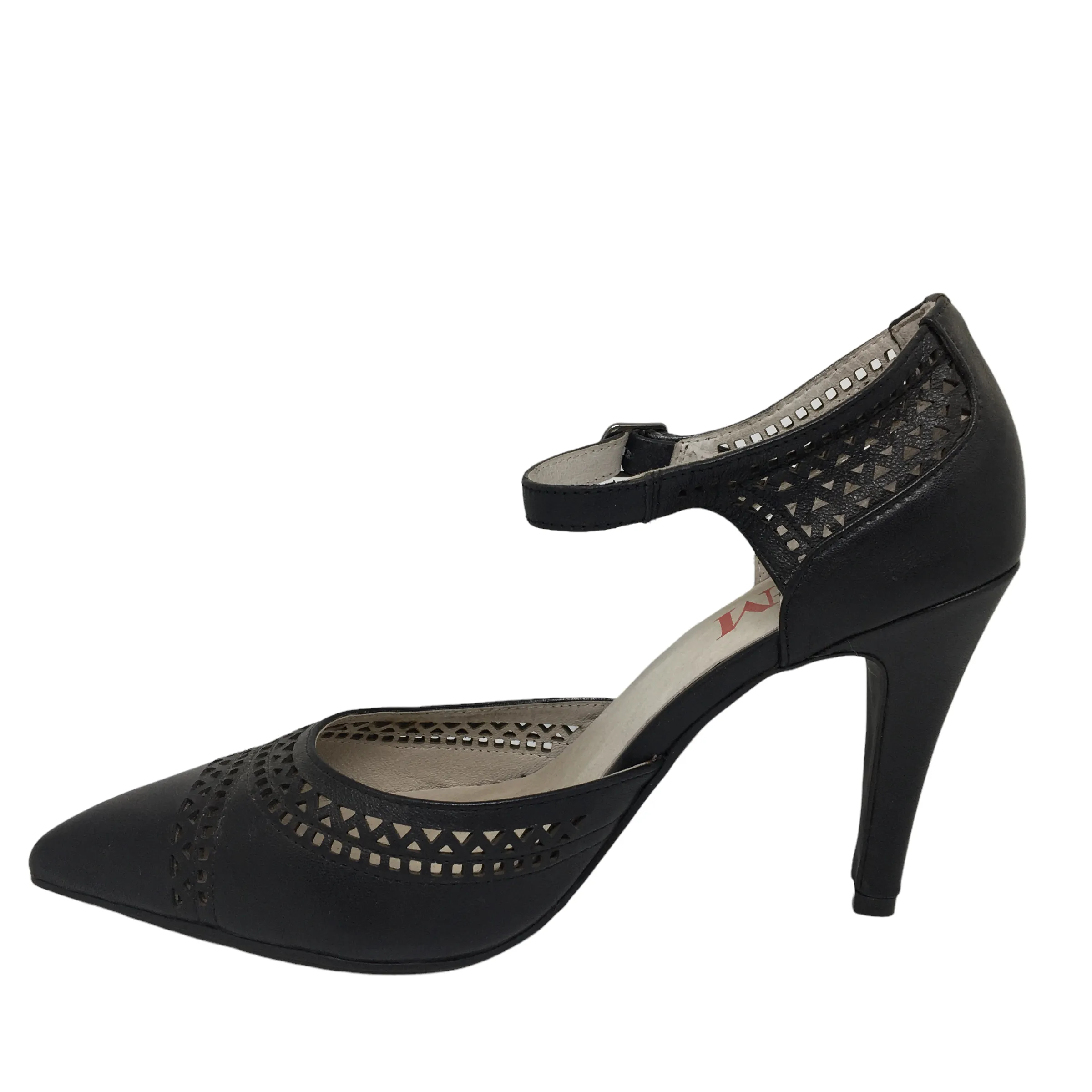 Miss M Serene Black Leather Heel