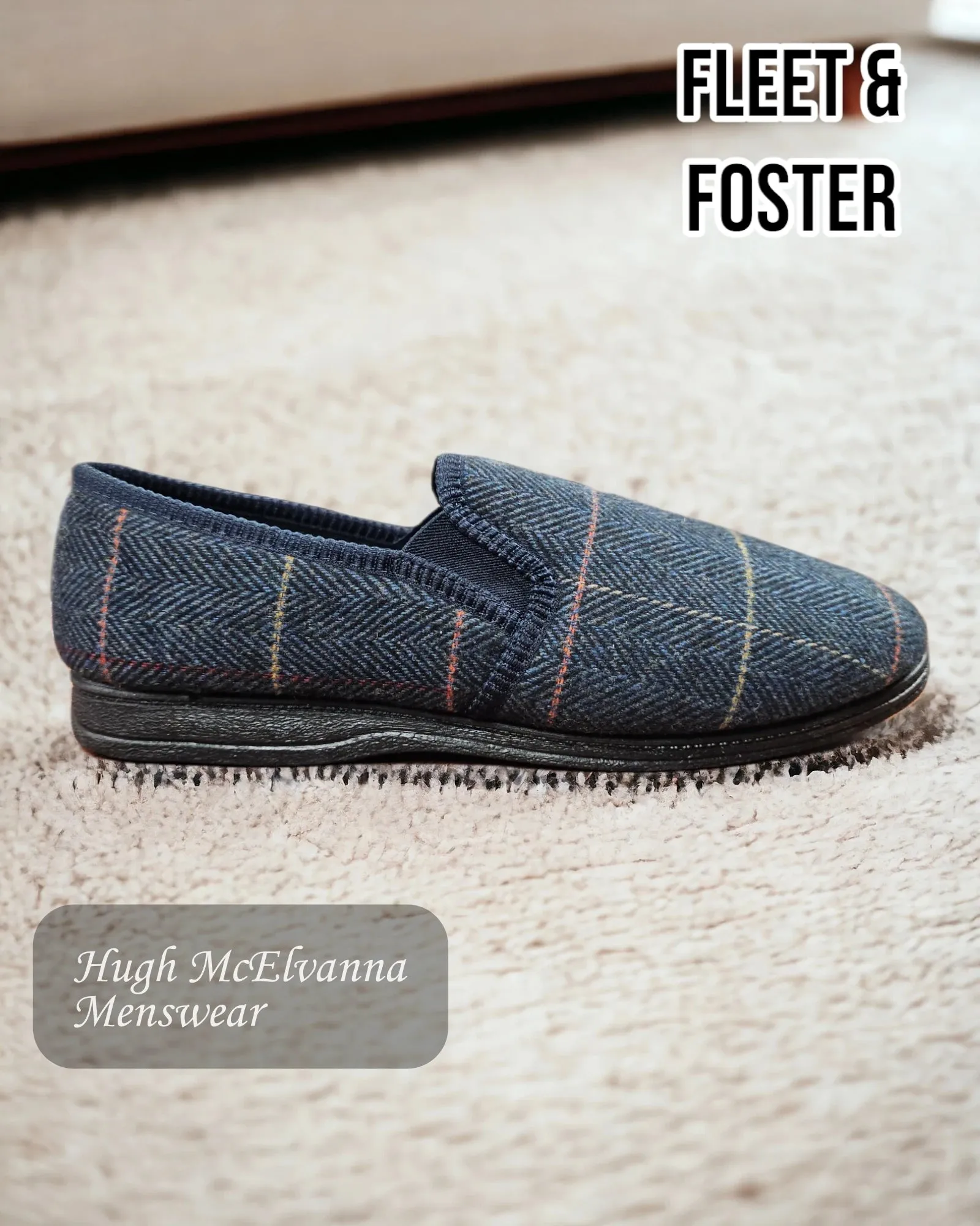 MITCHELL Navy Check Slipper