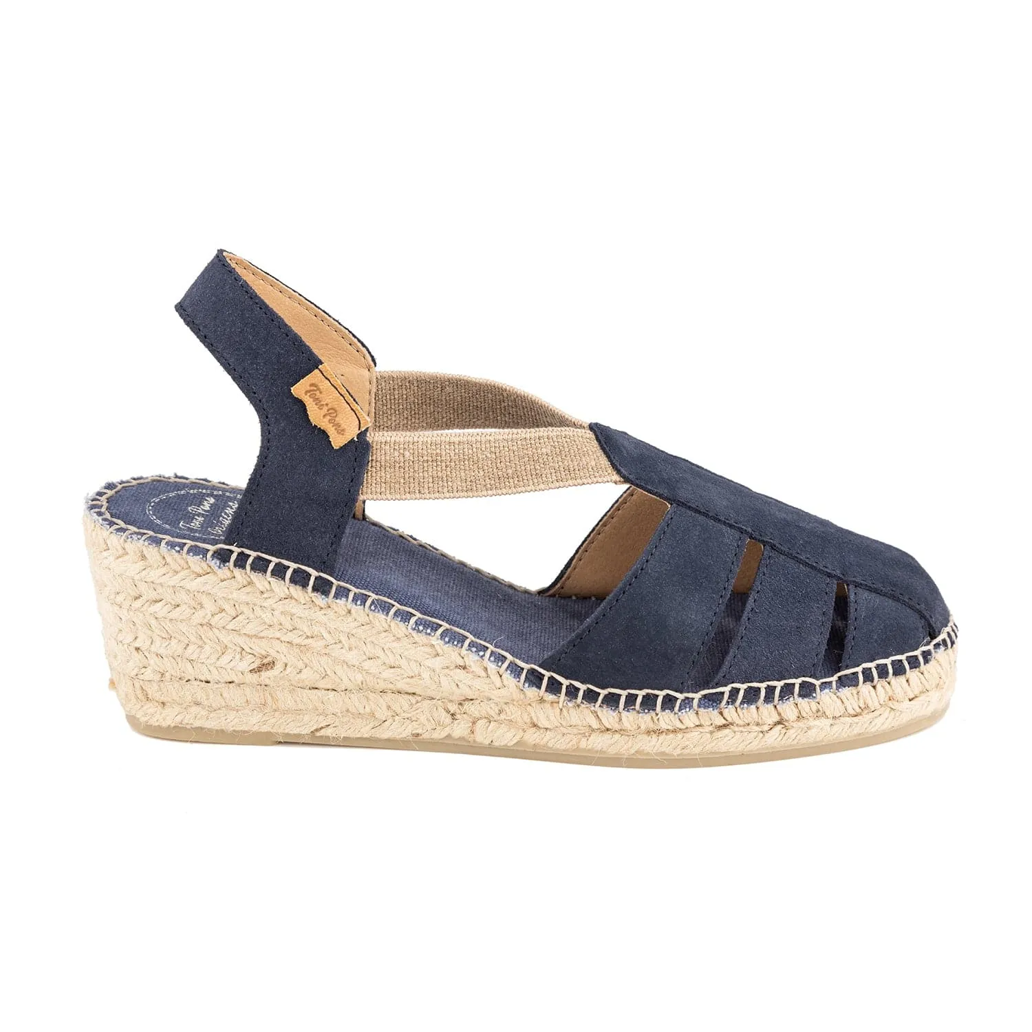 Plain Suede Leather Wedge Espadrille for Women - Trapa