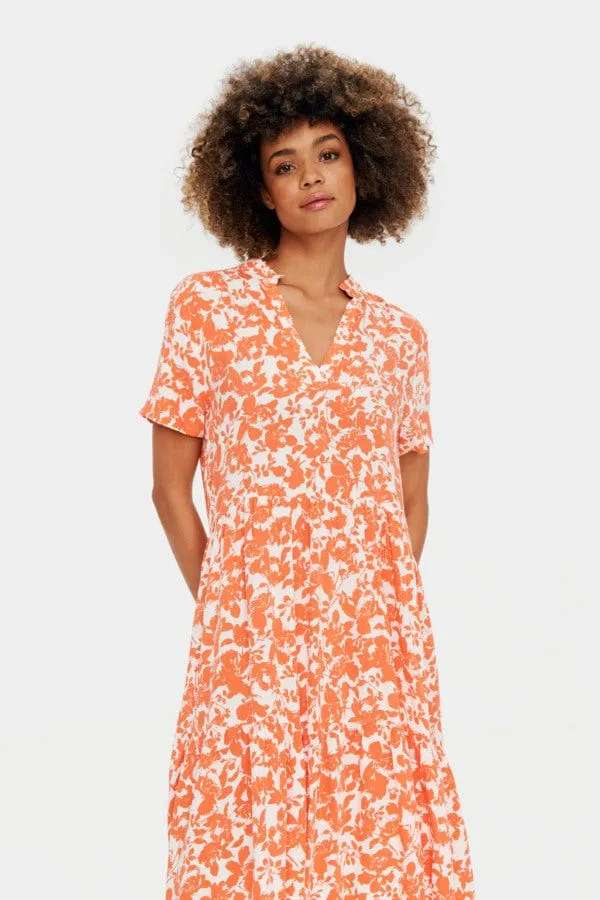 Saint Tropez Eda Tiered Dress Orange White