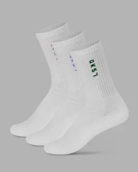 Signal 3 Pack Crew Socks - White-Malachite-Dahlia Purple-Cayenne