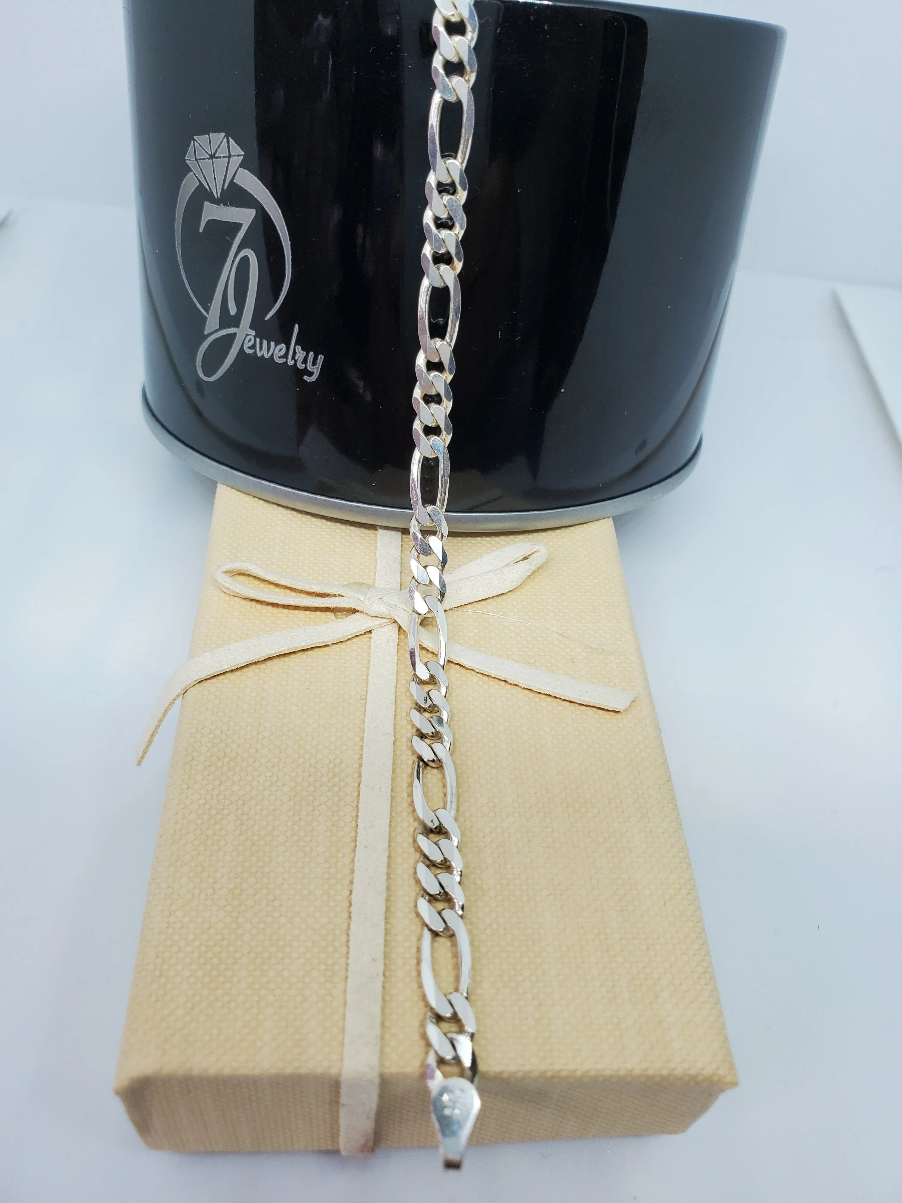 Sterling silver figaro link bracelet