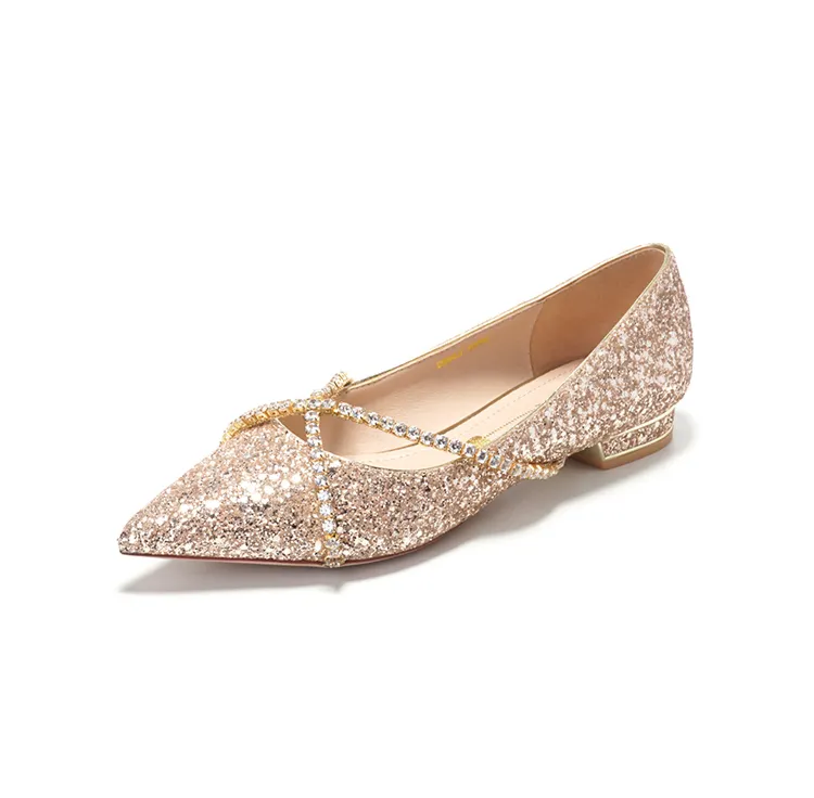 The Hanny Wedding Bridal Champagne Flats