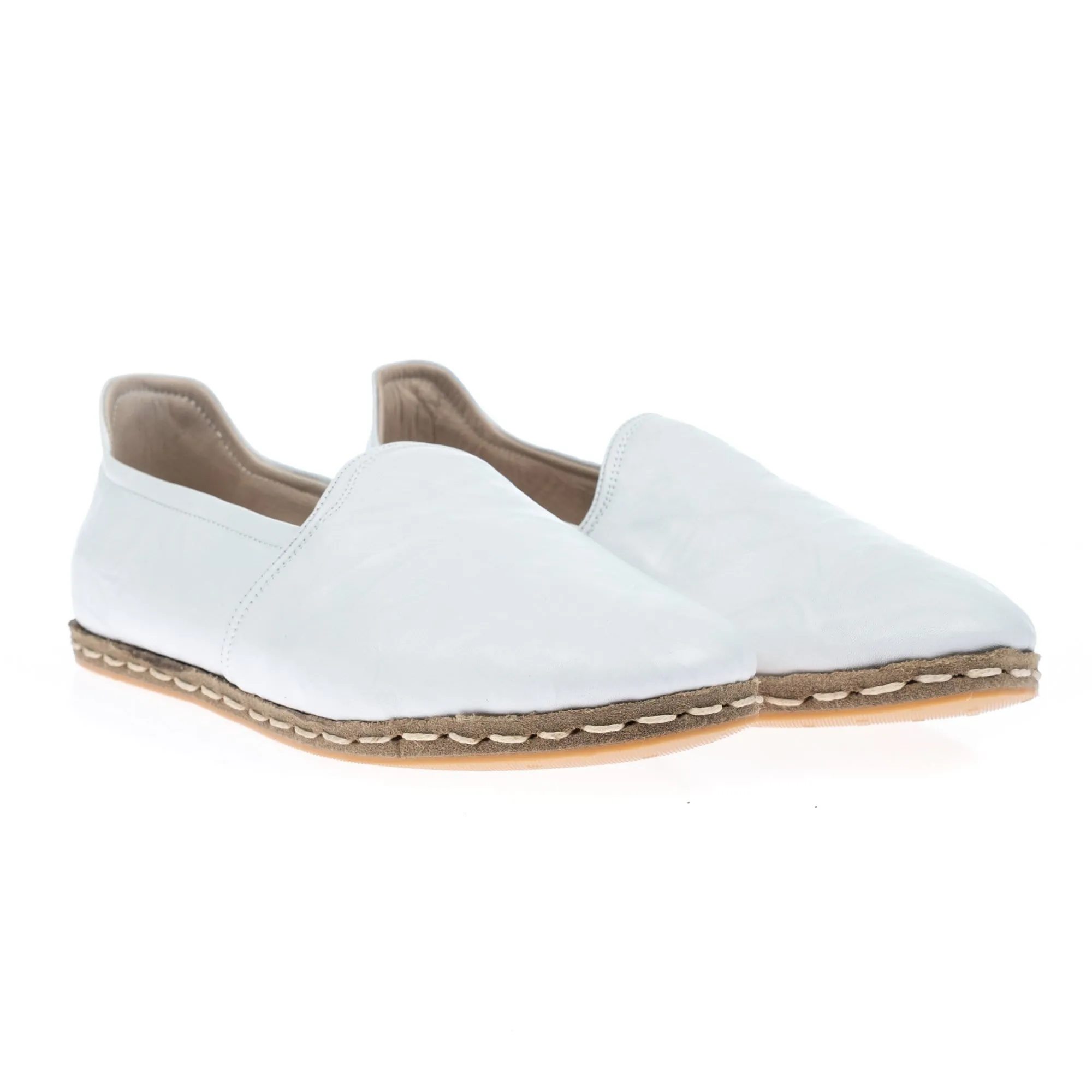 Women's Wrinkled White Slip On Shoes